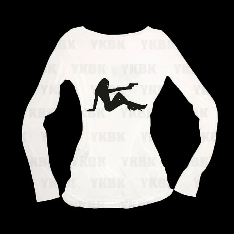 Harajuku Y2k Aesthetic Y2k Crop Top Women Sexy Girl Print Graphics Baby Tee Goth Casual Short Sleeve Tshirt Punk Streetwear Slim