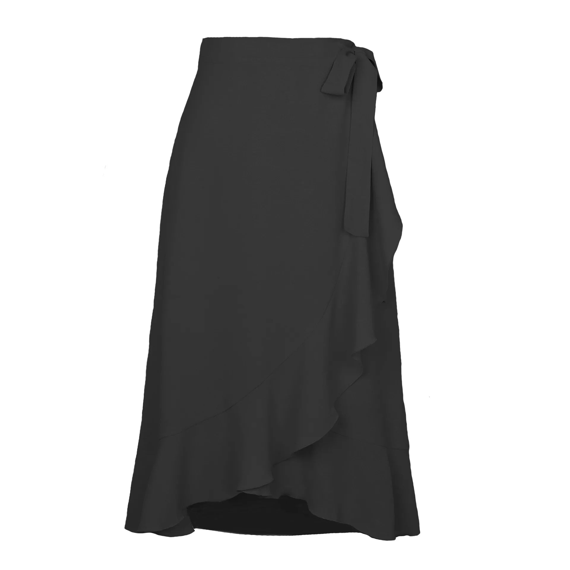 Long Skirts For Womens 2026 Summer Fashion Lace Up Ruffles Solid Color High Waist Bodycon Skirt Female Casual Chiffon Skirt