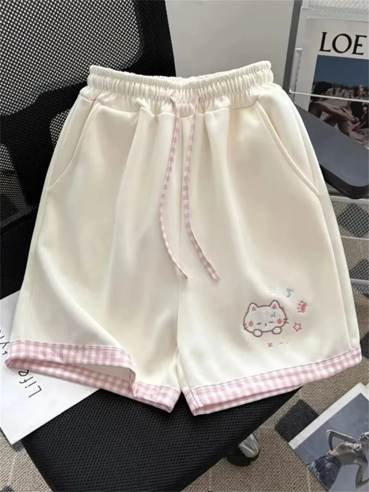 Japanese Kawaii Lolita Style Shorts Women Sweet Cartoon Embroidery Star Print Short Pants Girls Y2k Cute Home Shorts Ropa Mujer