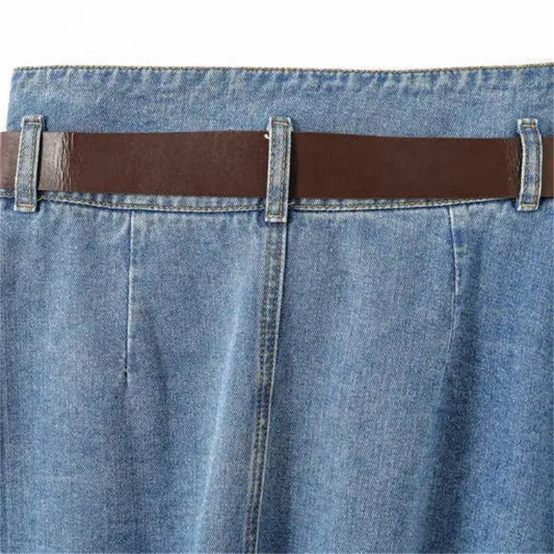 2026 Spring Summer New Fashion High Waist Slimming A-line Design Sense Denim Half Skirt for Women Medium Long Casual Half Skirts