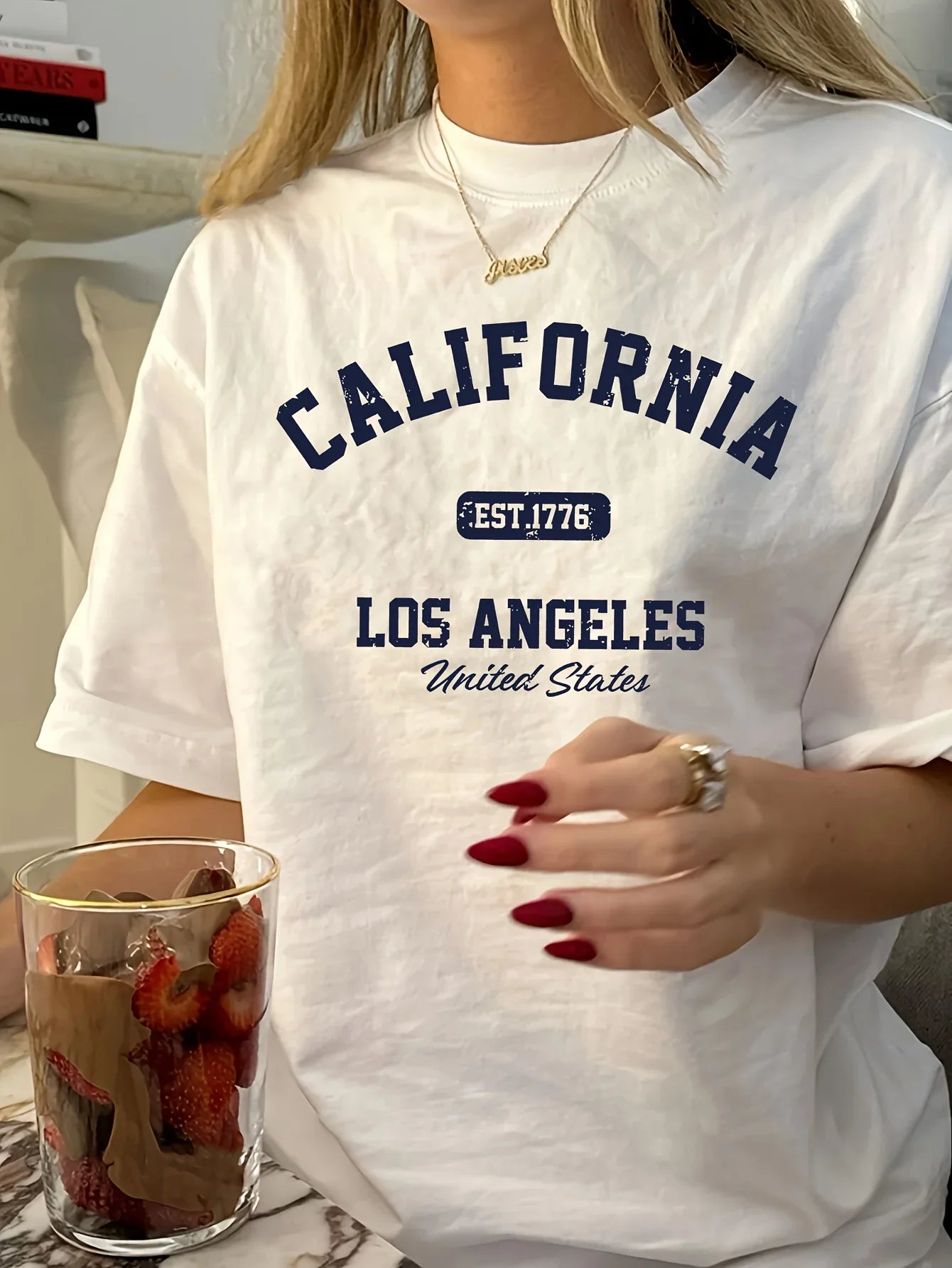 Women's Vintage California Los Angeles EST 1776 Print Graphic T...