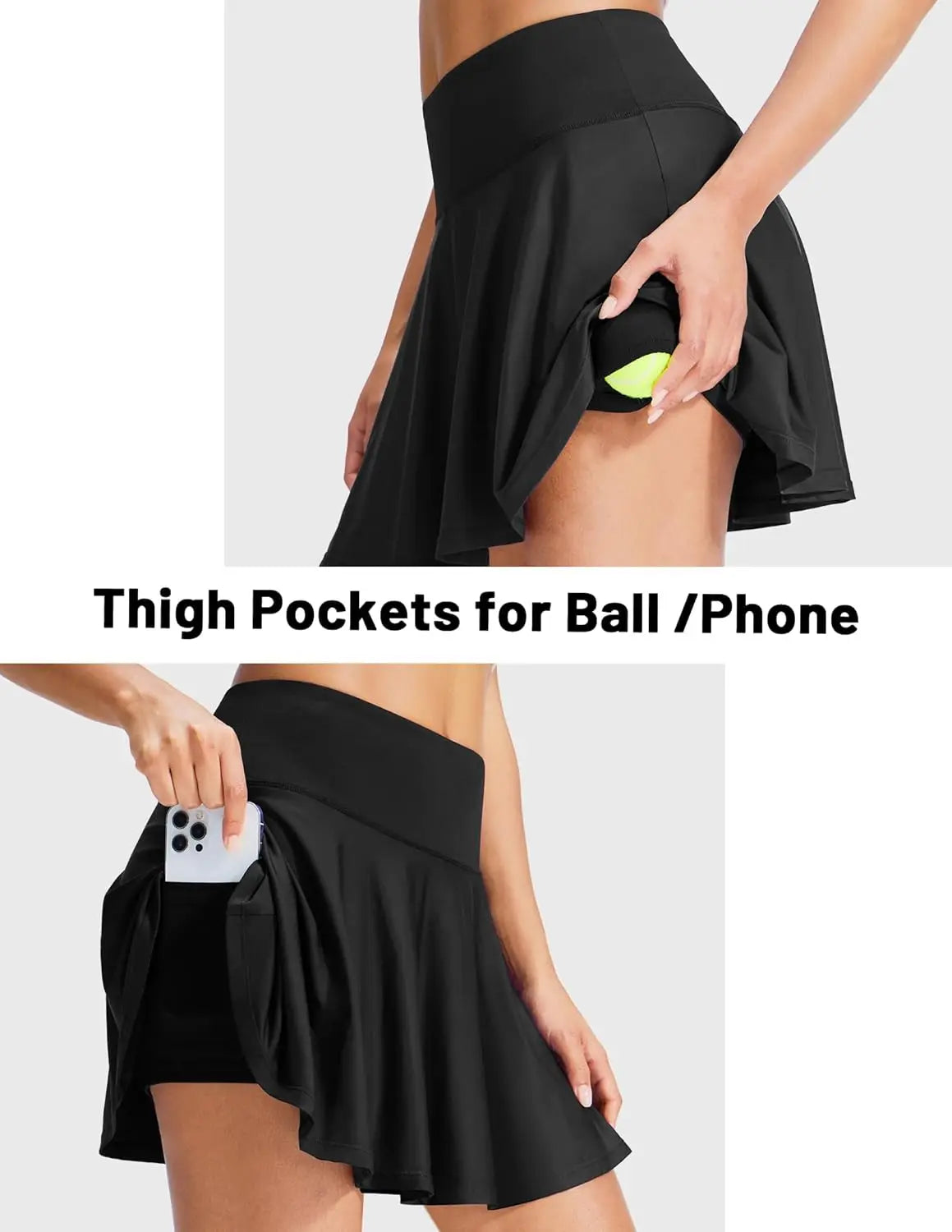 Tennis Skirt for Women Pleated Skirts with Shorts Pocket High Waisted Flowy Athletic Skort for Workout Pickleball